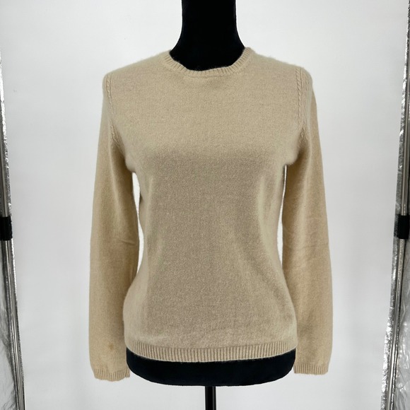 Valerie Stevens Sweaters - Valerie Stevens 100% Cashmere Beige Knit Crewneck Sweater Chic Neutral Women's M